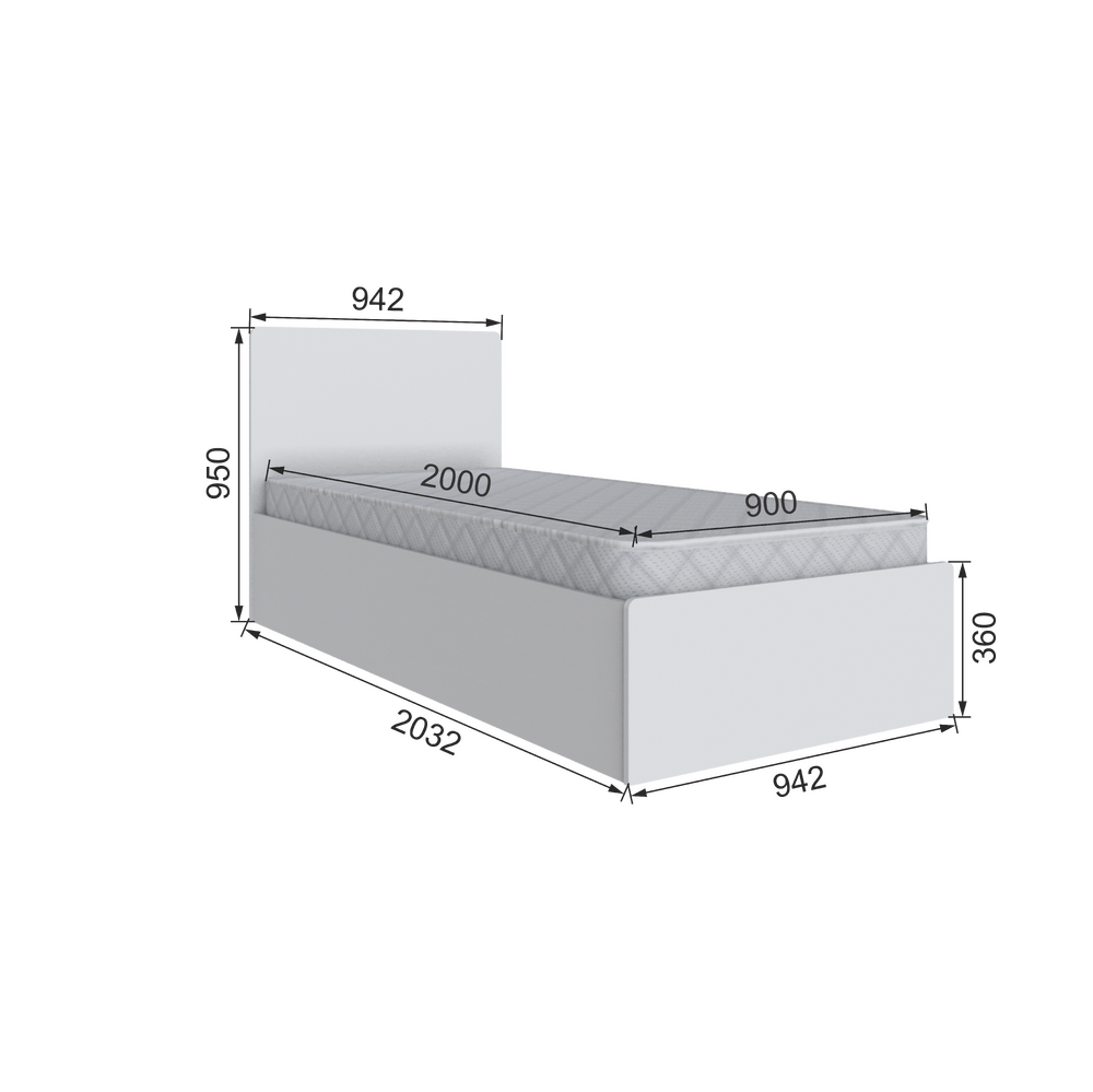 Мадрид Кровать 0.9 МД-1 с настил ЛДСП белая
